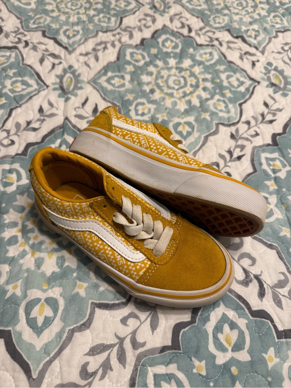 Girls vibrant mustard yellow Vans slip on shoes